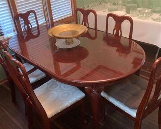 Federal style cherry wood dining table and chairs