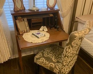 Secretary desk with damask pattern chair