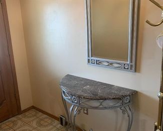 Half moon entry table with matching mirror