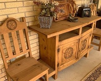 Rustic chairs and buffet