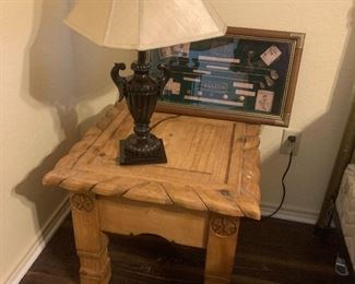 Rustic end table and lamp