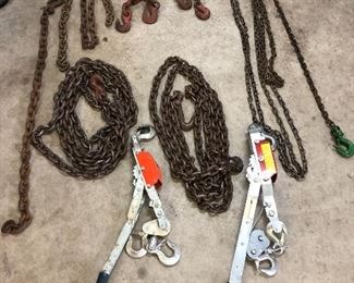 chain come along (2 ton), chainfall, lifting chains, tie down chains