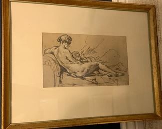 "Reclining Nude with Child" by Boucher