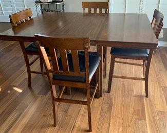 Ashley Pub Table w Leaf and 4 Bar Stools