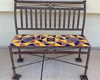 Iron and Tile Bench