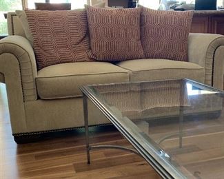 Miles Loveseat w White Goose Pillows