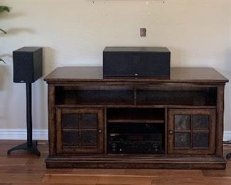 Media Center, B&W 3-piece Speakers, Definitive Speaker/Subwoofer, Plant in Stand