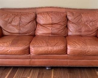Leather Rolled Arm Nailhead Accented Sofa, Loveseat, Chair and Ottoman
