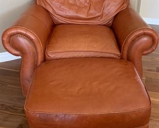 Leather Rolled Arm Nailhead Accented Sofa, Loveseat, Chair and Ottoman