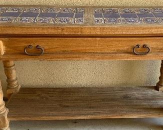 Patio Tile Top Table w Drawer