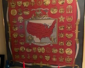 Hermes US Bicentennial 1976 Scarf  Framed  Beautiful
