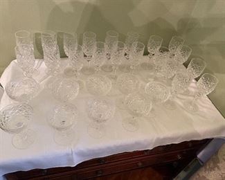 Waterford Glasses 80+ pieces Powers Court Pattern