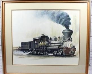 Vintage Framed Train Engine Art Print