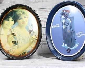 Vintage Pair Coca Cola Reproduction Trays