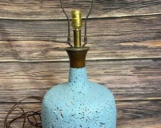 Mid Century Cork Teak Table Lamp