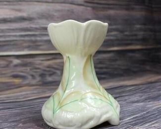 Vintage Belleek Ceramic Leaf Candle Holder