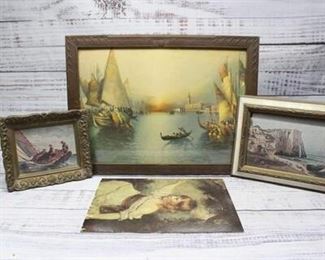 Lot of Vintage Framed Reproduction Art Cards