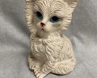 Vintage Cat Kitten Chalkware Coin Bank