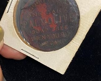 Vintage Palmolive One Soap Cake Free Coin Token