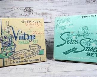 Pair of Vintage Anchor Hocking 8 Piece Glass Set