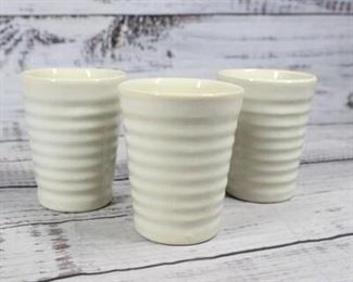 Set of Vintage White Beehive Pottery Ceramic Cups