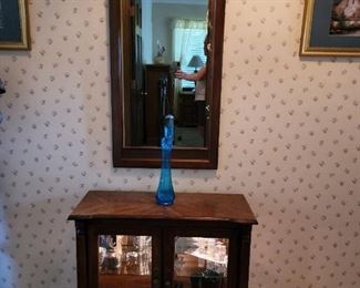 Mirror and cabinet, cabinet lights up