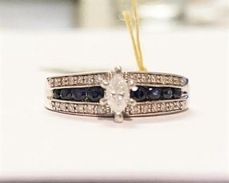 Sapphire & Diamond Ring 1.25ct Sapphire .92ct Diamonds