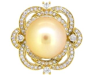 South Sea Pearl and Diamond Ring .49 Diamonds