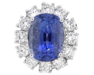 4.2ct Sapphire & 1.23ct Diamond Ring