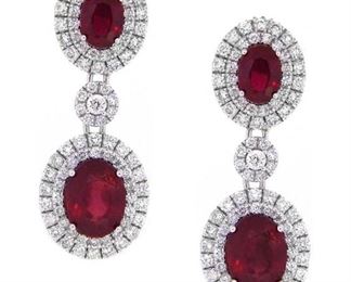 3.5ct Ruby .45ct Diamond Earrings