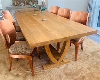 Custom Farm Table, Comfortably seats 8. Italian Upholstered Dining Chairs (6).