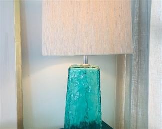 Bohemian Teal Glass Table Lamp