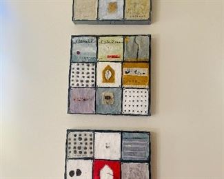 3 pieces, Grid Construction Framed Art by Kathey Hughes