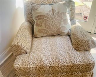 Leopard Print Accent Chair, One of Two, Ottoman, All Sold Separately