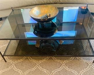 Smoky Glass and Metal Coffee Table