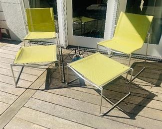Set of Patio Chairs with Ottomans