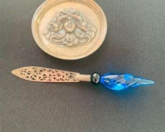 Sterling Pin Tray and English Silver Letter Opener