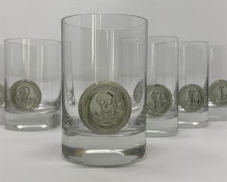 Rare Vintage Skull and Anchor Glassware from Rosenthal, set of Six (6)
