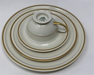 Rosenthal China Thirty-Seven Piece Dinnerware Set in Cream with Gold Rim