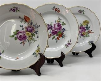 Meissen Porcelain Hand Painted Plates, Set of Three (3)