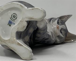 Grey Tabby Porcelain Figurine by Erik Nielsen for Royal Copenhagen