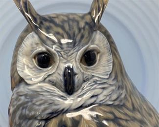 Royal Copenhagen Long Eared Horned Owl Porcelain Figure
