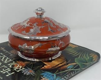 Rare Art Deco Rosenthal Chippendale Sterling Overlay Lidded Bowl