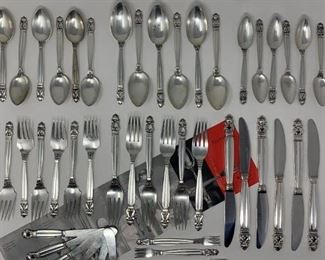 Fifty-One (51) Piece Georg Jensen Acorn Sterling Silver Set