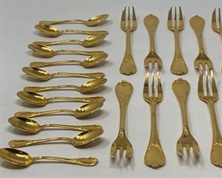 Christoffel Marly Pattern Gold Plated Dessert Flatware Set