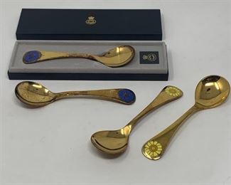 Georg Jensen Gold Plated Sterling Silver Spoons of the Year, 1976, Set of Four (4)