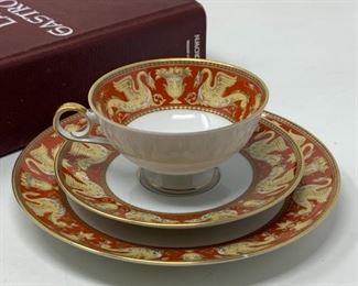 Kaiser Teacup, Saucer and Plate Set, Dragon Border