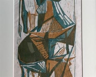 Framed Print by Rudolf Vombek (Slovenian, 1930-2008), Color Woodcut, 1958