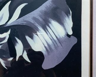 Framed Print, Parrot Tulip On Black, by Lowell Nesbitt (American, 1933-1993), Screenprint, 1980