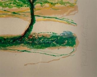 Framed Print, Blue Bridge by Ronald Julius Christensen (American, 1923-1999), Lithograph in Color